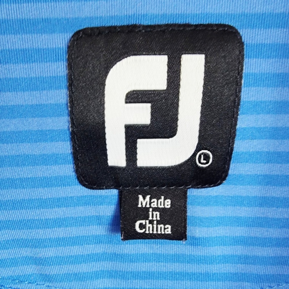 FootJoy Mens L Blue Striped Short Sleeve Golf‎ Polo Shirt Large FLCC Winged Foot - Picture 9 of 11